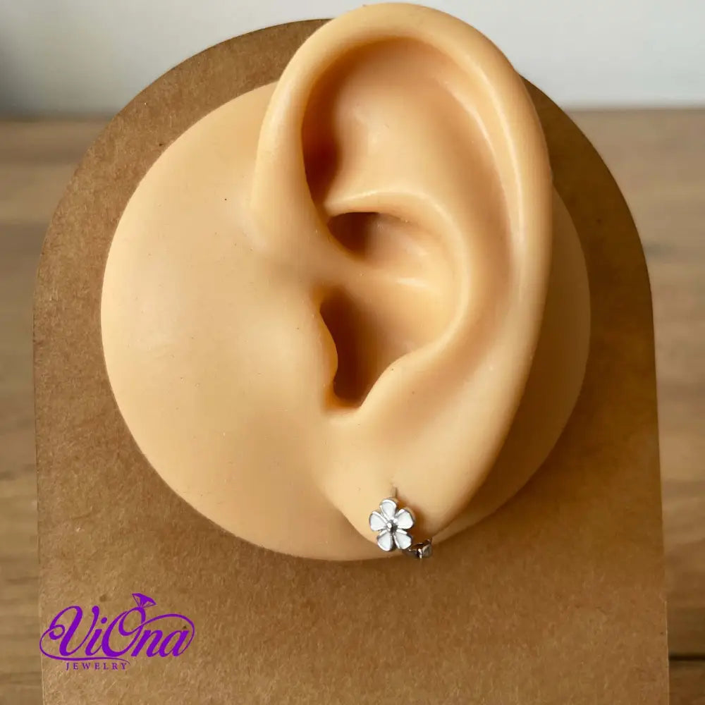 Minimalist Flower Ear Buckle Earrings from 925 Sterling Silver, Silver and Gold Plated