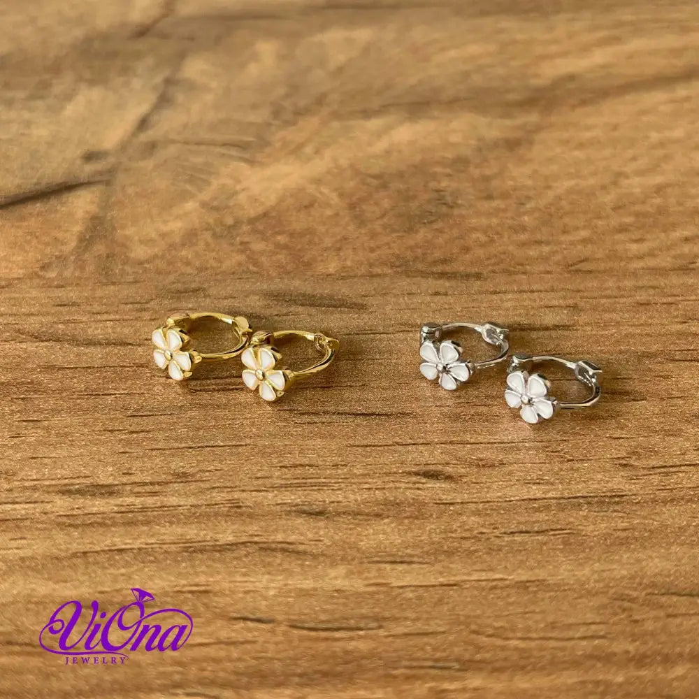 Minimalist Flower Ear Buckle Earrings from 925 Sterling Silver, Silver and Gold Plated