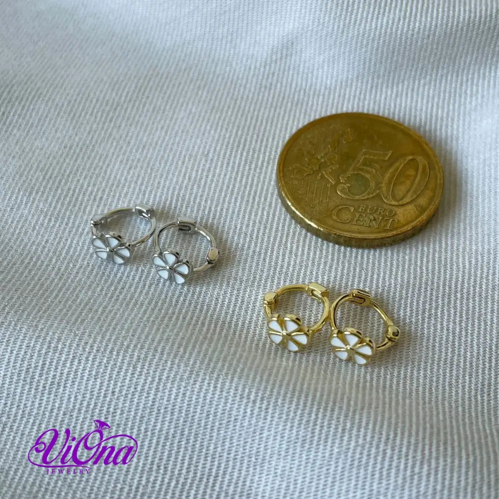 Minimalist Flower Ear Buckle Earrings from 925 Sterling Silver, Silver and Gold Plated