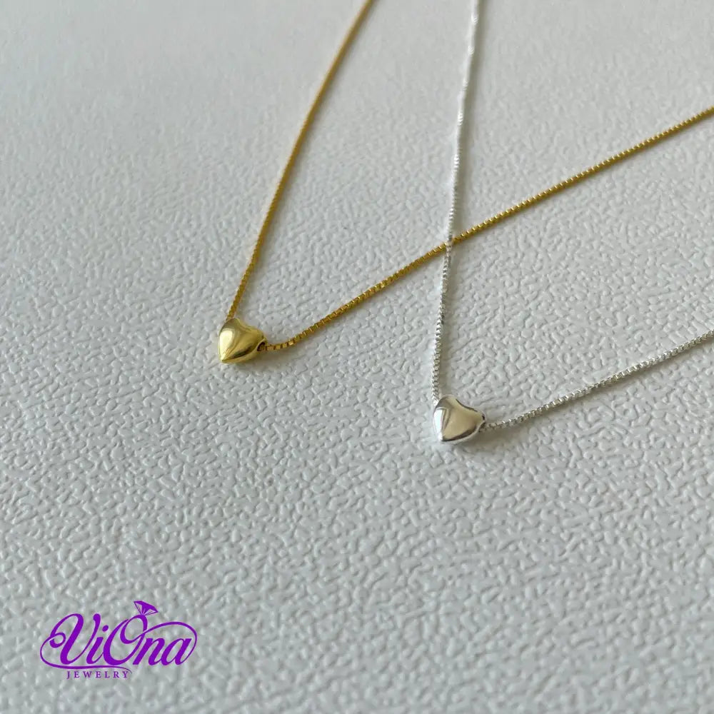 Minimalist Heart Necklace from 925 Sterling Silver in both Gold Plated and Original Silver Color