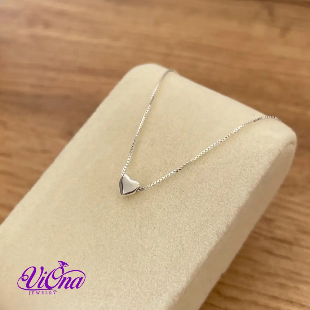 Minimalist Heart Necklace from 925 Sterling Silver in both Gold Plated and Original Silver Color - Silver