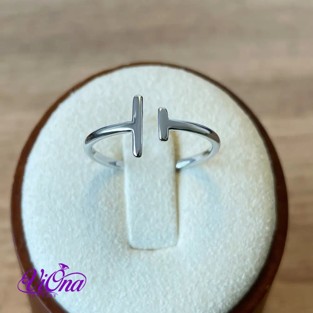 Minimalist Parallel Bars Open Ring from pure 925 Sterling Silver, Stamped