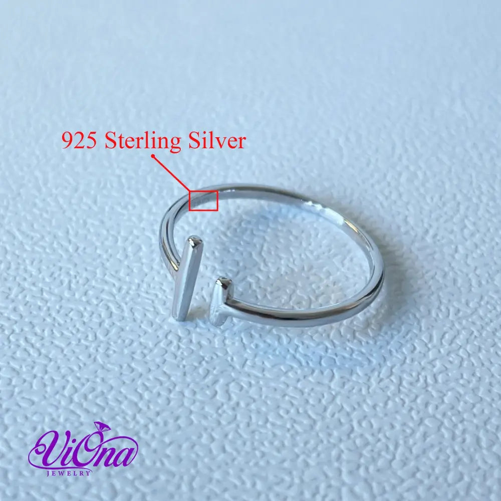 Minimalist Parallel Bars Open Ring from pure 925 Sterling Silver, Stamped