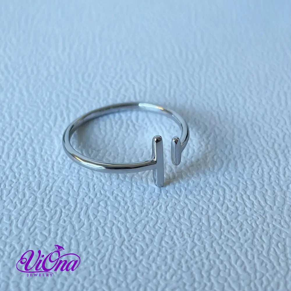 Minimalist Parallel Bars Open Ring from pure 925 Sterling Silver, Stamped