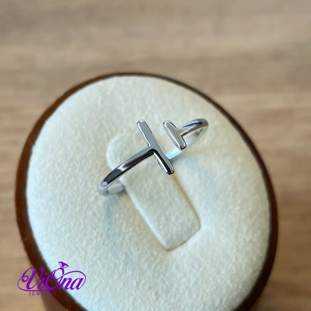 Minimalist Parallel Bars Open Ring from pure 925 Sterling Silver, Stamped