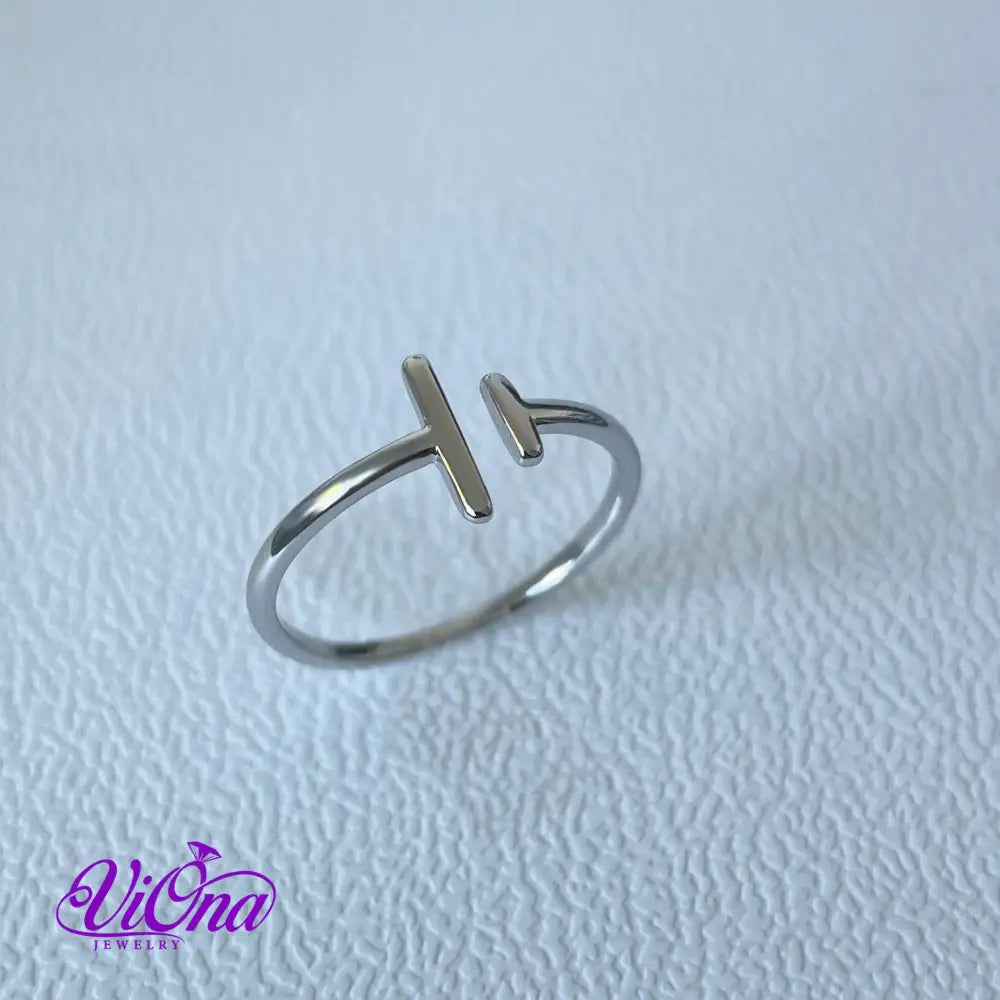 Minimalist Parallel Bars Open Ring from pure 925 Sterling Silver, Stamped