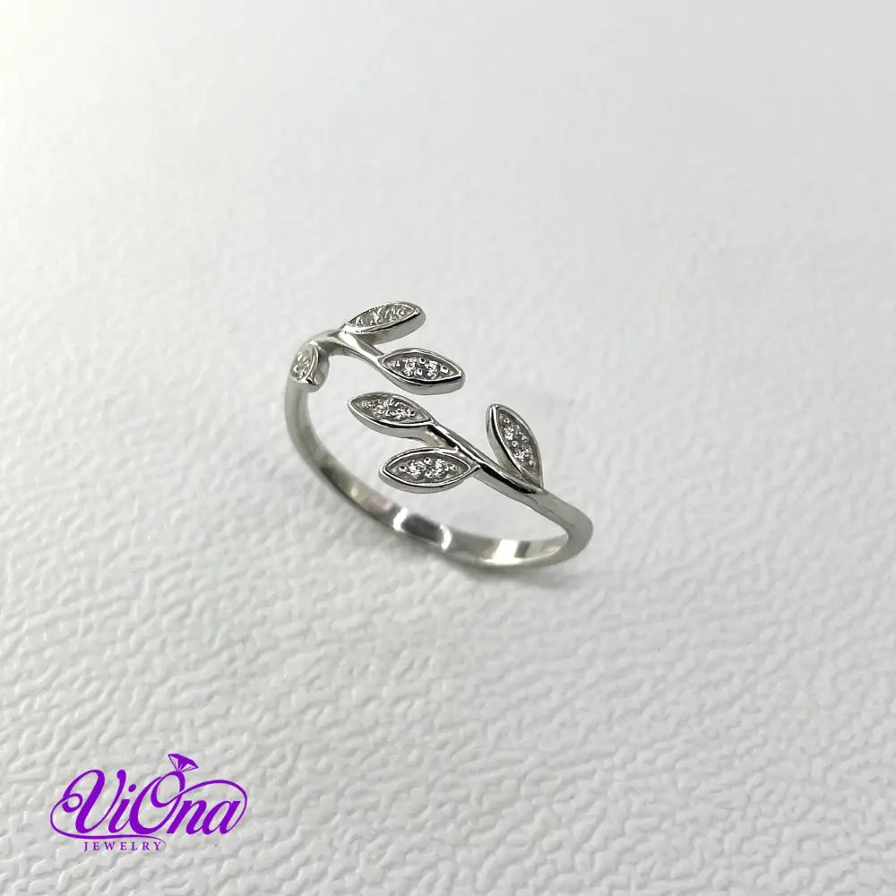 Olive Branch Ring: Open and Adjustable in 925 Sterling Silver, Nature-Inspired Elegance