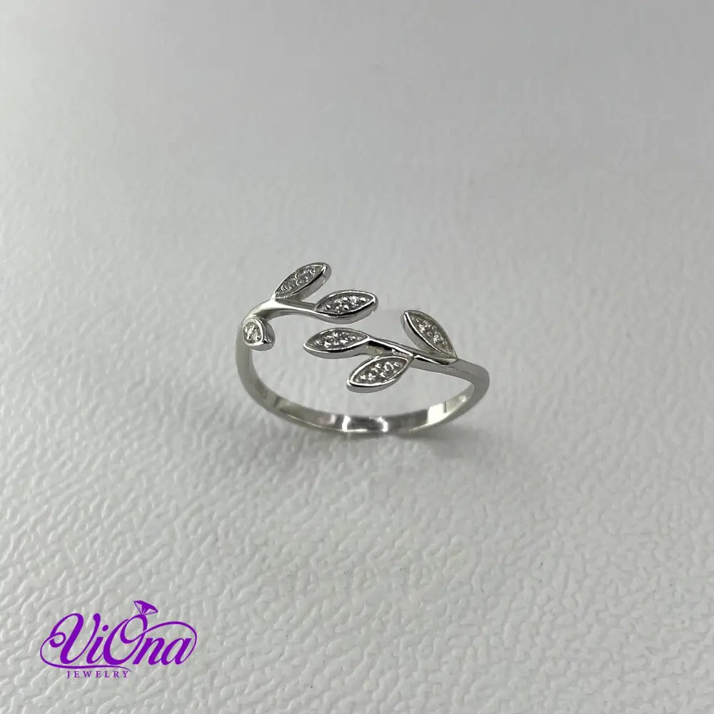 Olive Branch Ring: Open and Adjustable in 925 Sterling Silver, Nature-Inspired Elegance