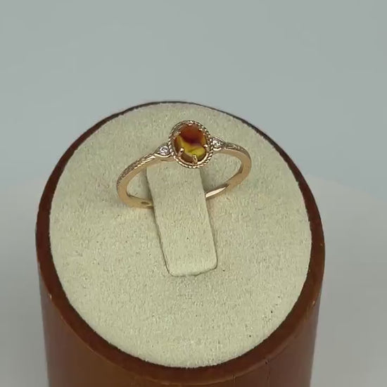 0.5 Carat Real Honey Amber Gemstone Ring in Oval Cut - Elegant Vermeil 925 Sterling Silver