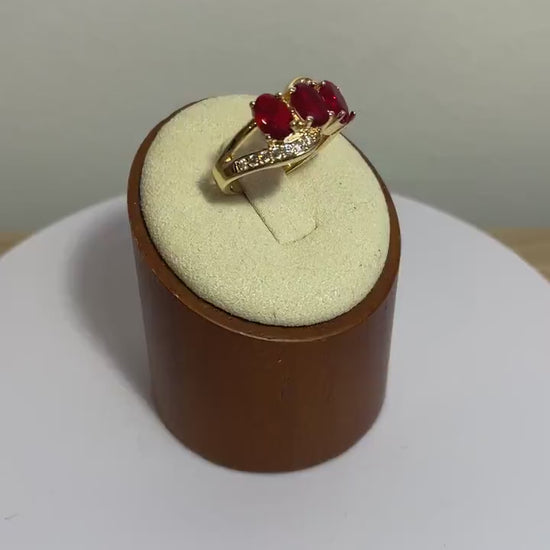 Gold filled Sterling silver with Ruby Red CZ, 925 Stamped