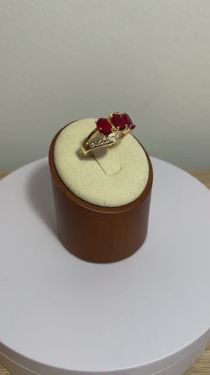 Gold filled Sterling silver with Ruby Red CZ, 925 Stamped