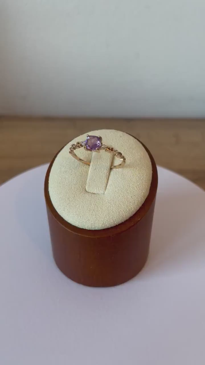 Real Amethyst Ring, Princess Cut with high quality gold plated 925 Sterling Silver, Stamped