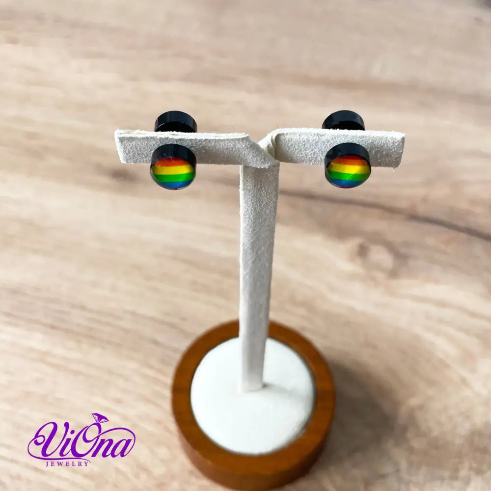 Pride Round Rainbow Stud Earrings for Men and Women with high quality Anti Rust Steel