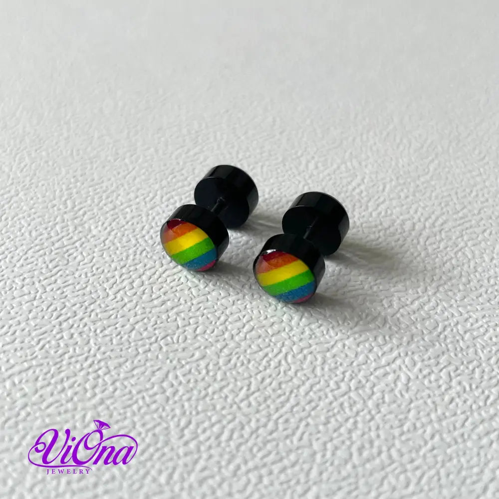 Pride Round Rainbow Stud Earrings for Men and Women with high quality Anti Rust Steel