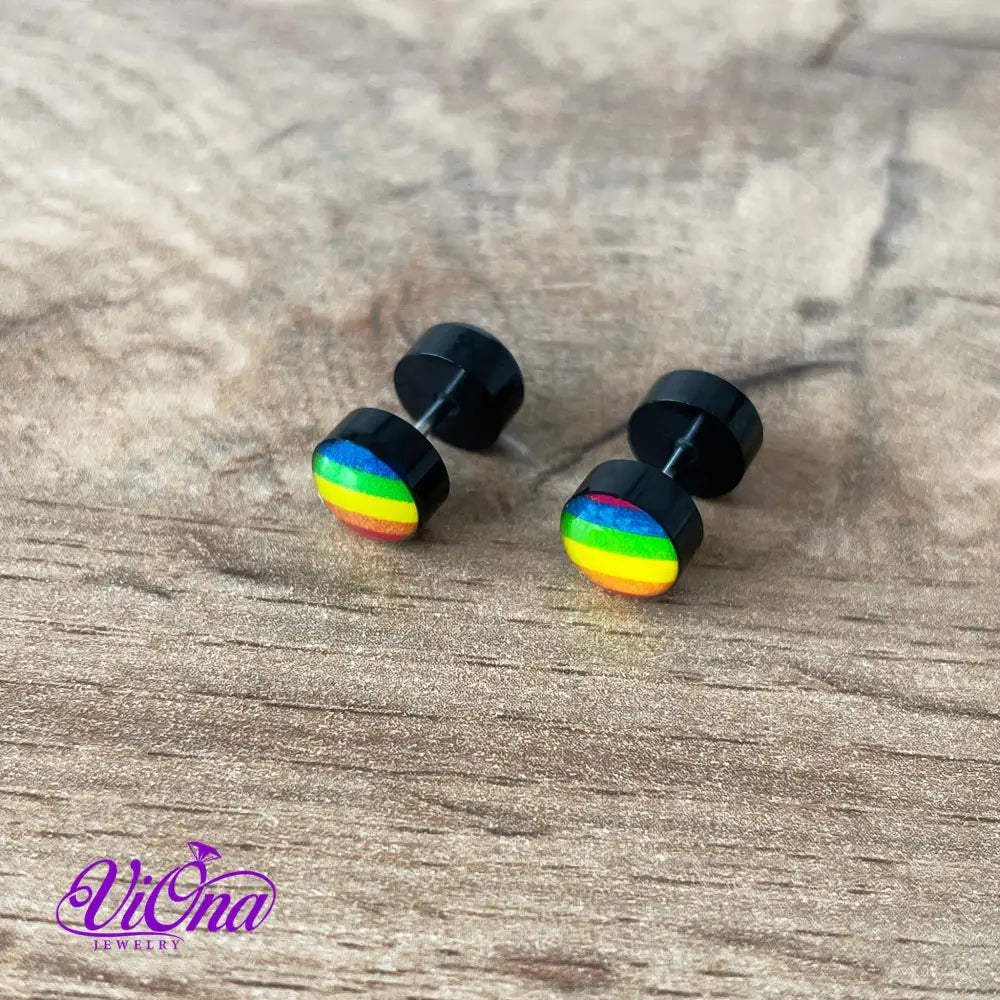 Pride Round Rainbow Stud Earrings for Men and Women with high quality Anti Rust Steel