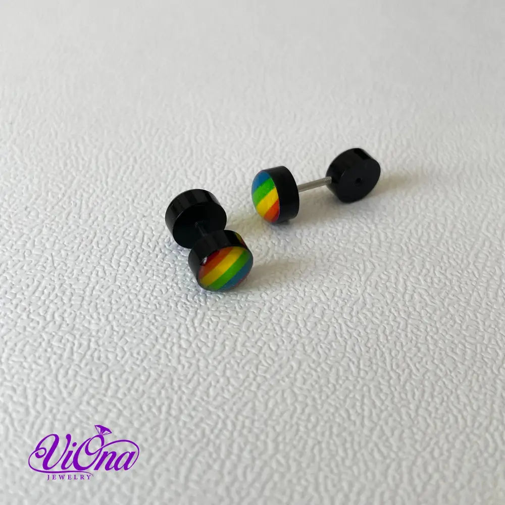 Pride Round Rainbow Stud Earrings for Men and Women with high quality Anti Rust Steel