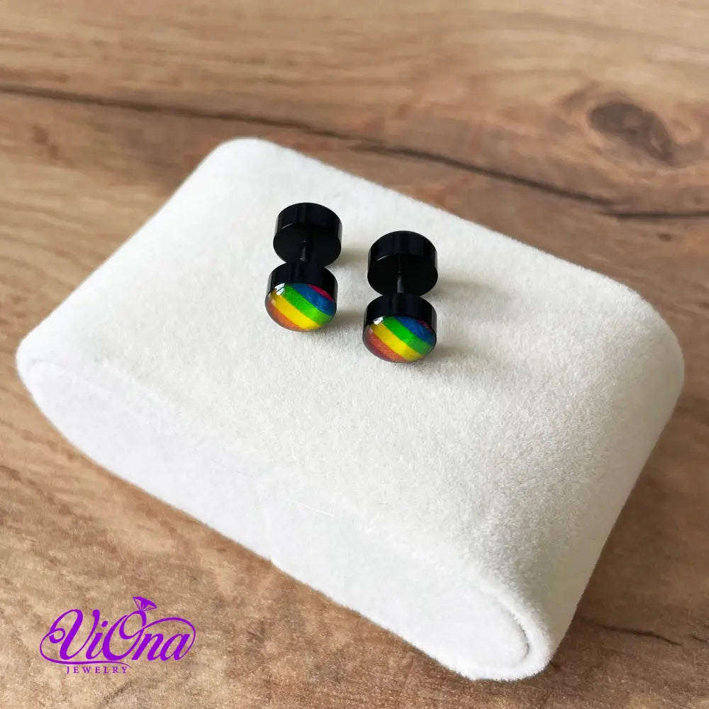 Pride Round Rainbow Stud Earrings for Men and Women with high quality Anti Rust Steel