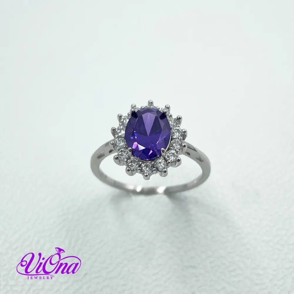 Royal Radiance: 925 Sterling Silver Amethyst Purple Crystal Ring – A Timeless Gift