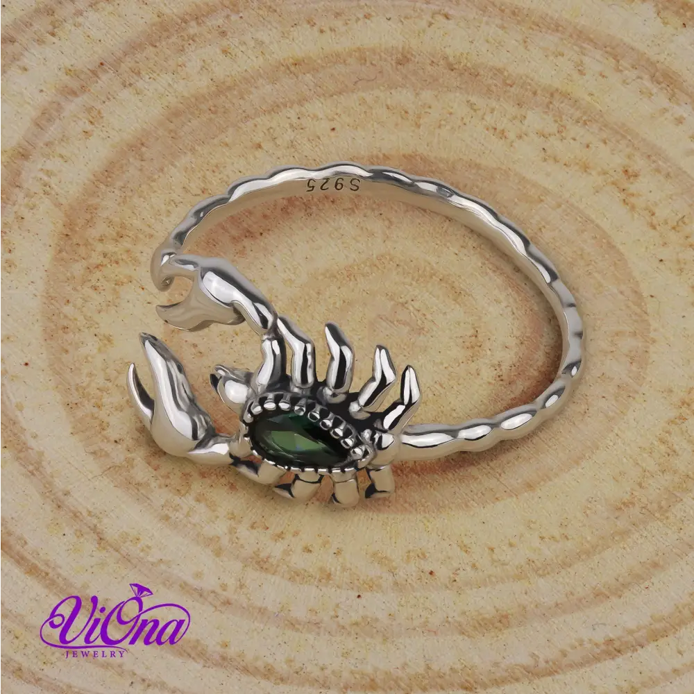 Scorpion Ring from Platinum-Coated 925 Sterling Silver: An Open Ring Design with Gothic Charm and Zodiac Inspiration