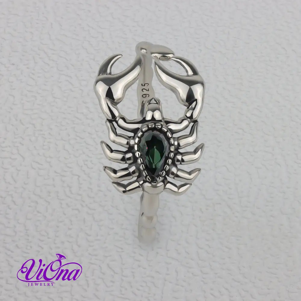 Scorpion Ring from Platinum-Coated 925 Sterling Silver: An Open Ring Design with Gothic Charm and Zodiac Inspiration