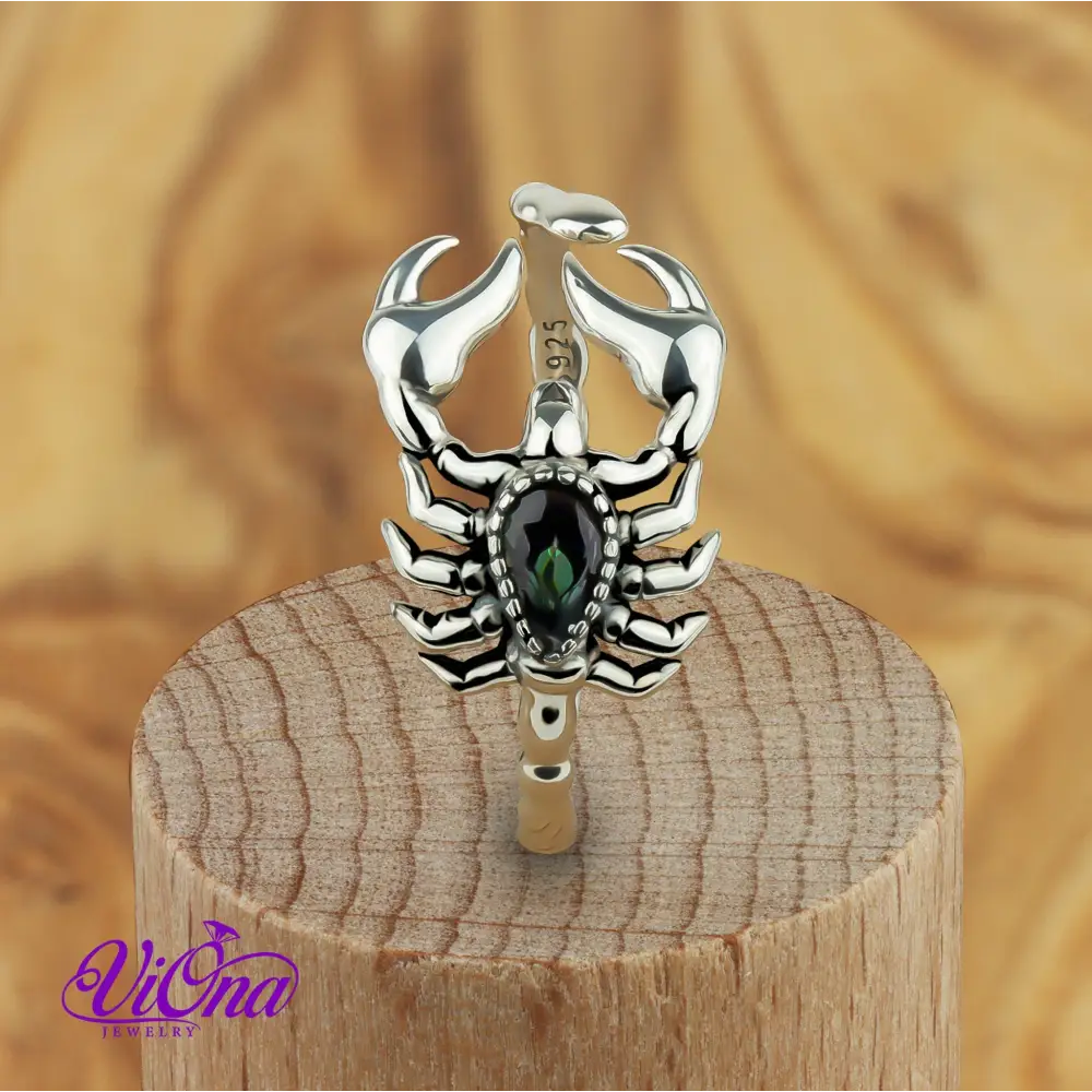 Scorpion Ring from Platinum-Coated 925 Sterling Silver: An Open Ring Design with Gothic Charm and Zodiac Inspiration