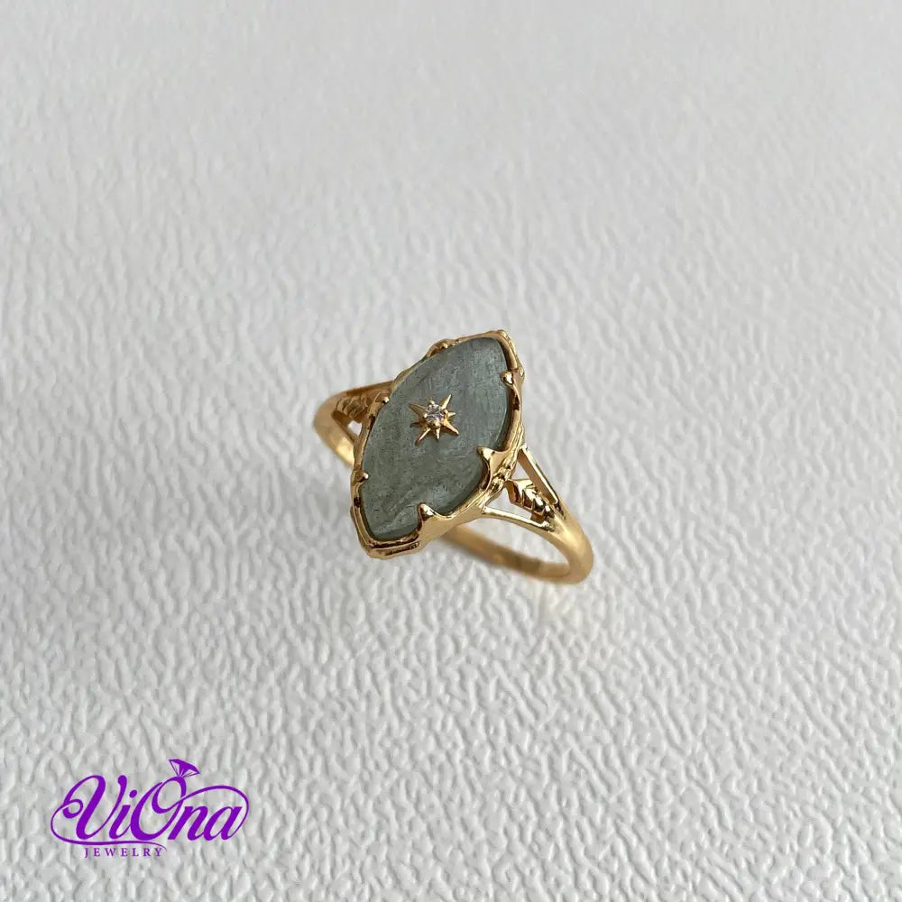 Starry Night Labradorite Ring - 925 Sterling Silver, Gold Plated, Natural Gemstone