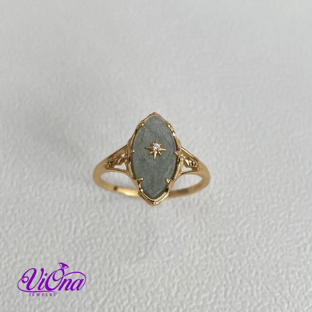 Starry Night Labradorite Ring - 925 Sterling Silver, Gold Plated, Natural Gemstone