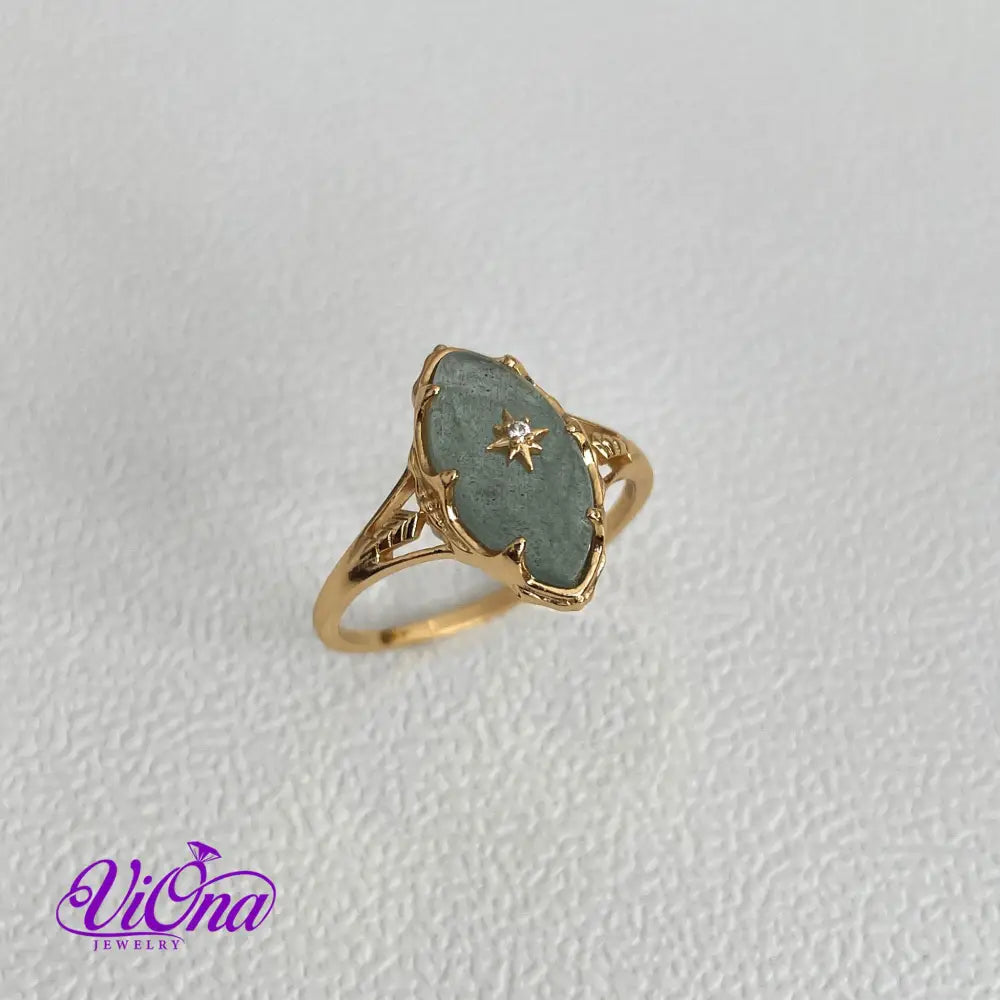 Starry Night Labradorite Ring - 925 Sterling Silver, Gold Plated, Natural Gemstone