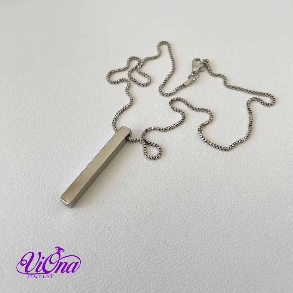 Vertical Bar Necklace in Silver Color with High Quality Polished Surface