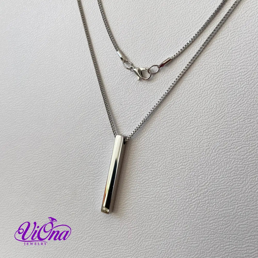 Vertical Bar Necklace in Silver Color with High Quality Polished Surface