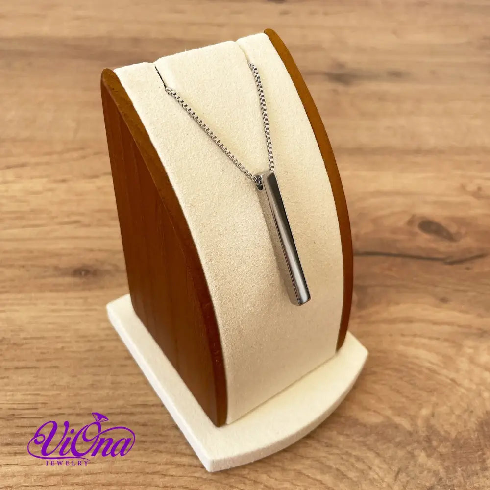 Vertical Bar Necklace in Silver Color with High Quality Polished Surface