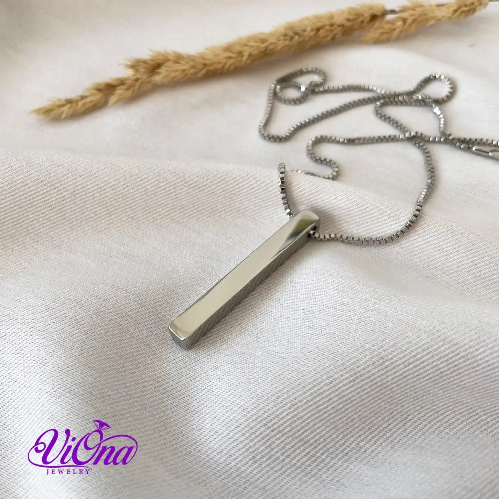 Vertical Bar Necklace in Silver Color with High Quality Polished Surface